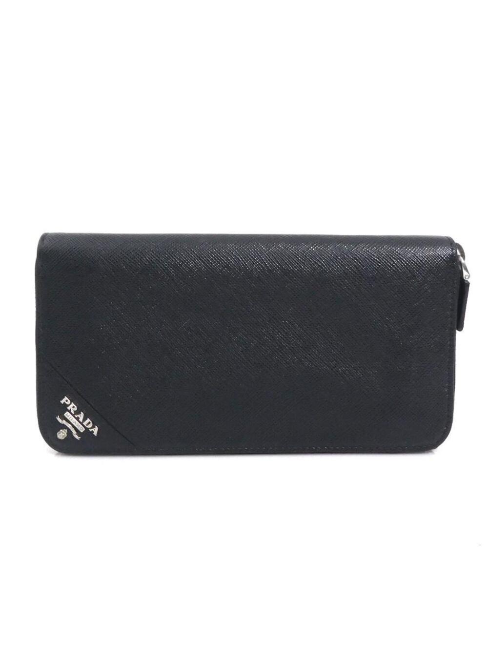 Auth Prada Zip Around Long Wallet Black #363536P35B